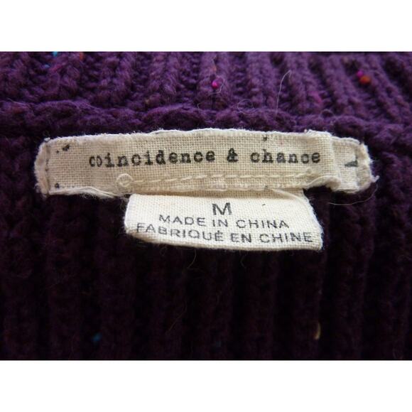Coincidence & Chance Purple Oversized Cable Knit Sweater Top Medium - Picture 7 of 8
